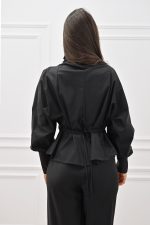 New Collection C KONTOVA BLACK POPLIN VOLUMINOUS TOP