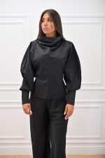 New Collection C KONTOVA BLACK POPLIN VOLUMINOUS TOP
