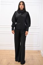 New Collection C KONTOVA BLACK POPLIN VOLUMINOUS TOP