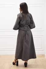 New Collection C KONTOVA TAFFETA KIMONO BROWN  AND TAFFETA SKIRT BROWN