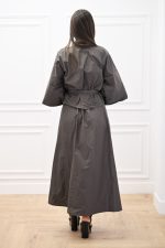 New Collection C KONTOVA TAFFETA KIMONO BROWN  AND TAFFETA SKIRT BROWN