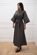 New Collection C KONTOVA TAFFETA KIMONO BROWN  AND TAFFETA SKIRT BROWN