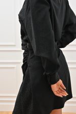 New Collection C KONTOVA BLACK JACQUARD WRAP DRESS
