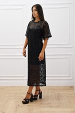 New collection C KONTOVA BLACK LACE MIDI DRESS