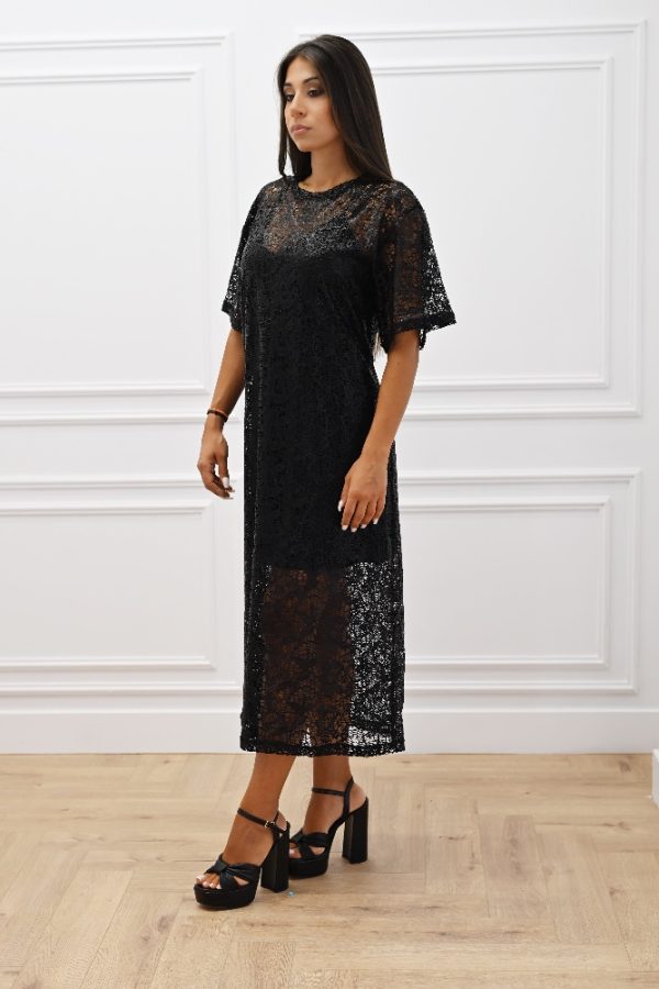 New Collection C KONTOVA BLACK LACE MIDI DRESS