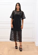 New collection C KONTOVA BLACK LACE MIDI DRESS