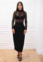 Clothes C KONTOVA BLACKE LACE RUFFLED BODYSUIT