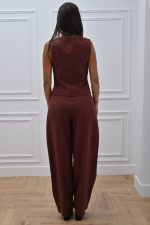 New Collection C KONTOVA HERRINGBONE VEST BORDEAUX