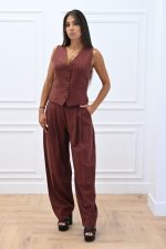 New Collection C KONTOVA HERRINGBONE VEST BORDEAUX