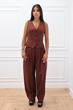 New Collection C KONTOVA HERRINGBONE VEST BORDEAUX