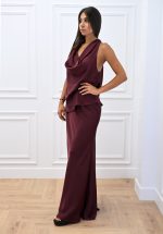 New Collection C KONTOVA SATIN DRAPE TOP AND SATIN LONG SKIRT