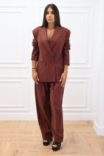 New Collection C KONTOVA HERRINGBONE BORDEAUX BLAZER AND PANTS