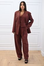 New Collection C KONTOVA HERRINGBONE BORDEAUX BLAZER AND PANTS