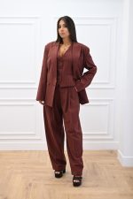 New Collection C KONTOVA HERRINGBONE BORDEAUX BLAZER AND PANTS
