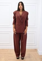 New Collection C KONTOVA HERRINGBONE BORDEAUX BLAZER AND PANTS