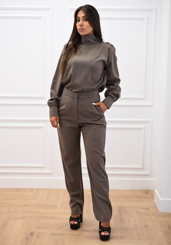 New Collection C KONTOVA BUTTON SHIRT TOP AND HIGH WAIST PANTS