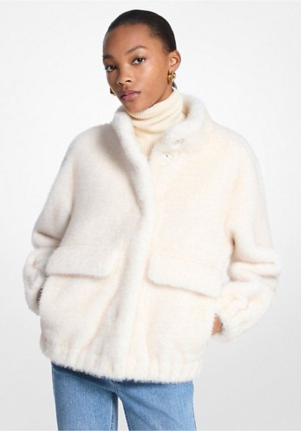 New Collection MICHAEL KORS BONE FAUX FUR JACKET