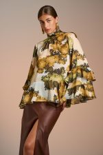 New collection BE YOU SATIN PRINTED HIGH NECK BLOUSE