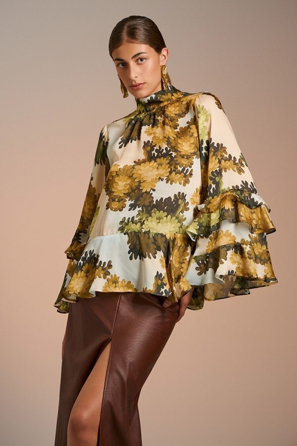 New Collection BE YOU SATIN PRINTED HIGH NECK BLOUSE