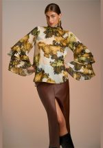 New collection BE YOU SATIN PRINTED HIGH NECK BLOUSE