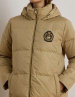 New collection LAUREN RALPH LAUREN CREST PATCH HOODED QUILTED DOWN COAT