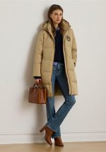 New collection LAUREN RALPH LAUREN CREST PATCH HOODED QUILTED DOWN COAT
