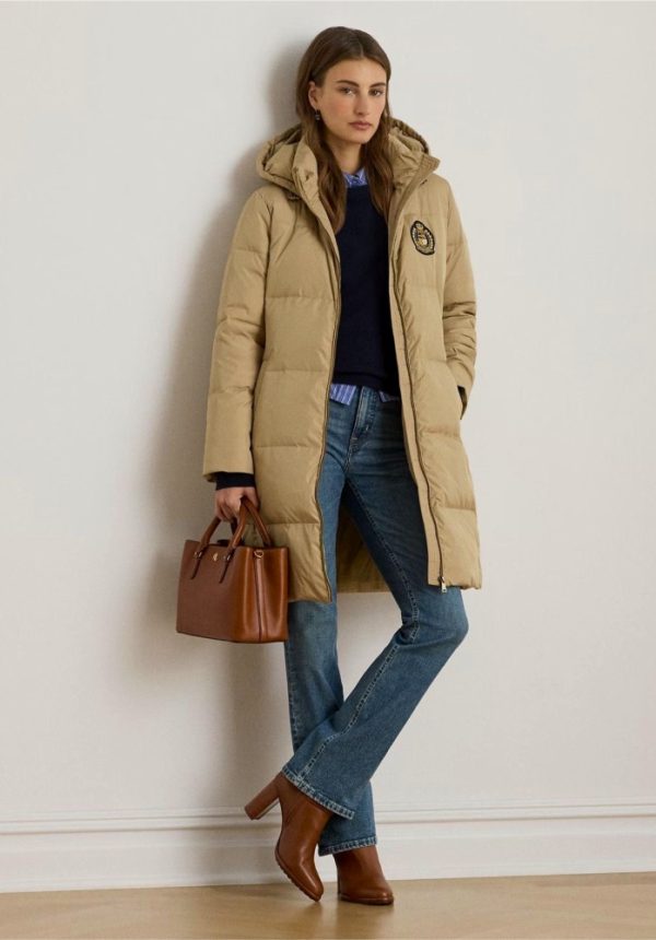 New collection LAUREN RALPH LAUREN CREST PATCH HOODED QUILTED DOWN COAT