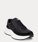 New Collection LAUREN RALPH LAUREN FRANKY TUMBLED LEATHER & SUEDE TRAINER