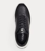 New Collection LAUREN RALPH LAUREN FRANKY TUMBLED LEATHER & SUEDE TRAINER