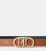 New Collection LAUREN RALPH LAUREN OVAL LOGO REVERSIBLE LEATHER SKINNY BELT