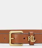 New Collection LAUREN RALPH LAUREN LOGO KEEPER SKINNY LEATHER BELT