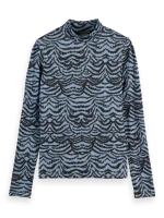 New collection SCOTCH & DODA ALL OVER PRINTED MOCK NECK LONG SLEEVE T-SHIRT