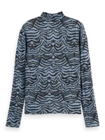 New collection SCOTCH & DODA ALL OVER PRINTED MOCK NECK LONG SLEEVE T-SHIRT