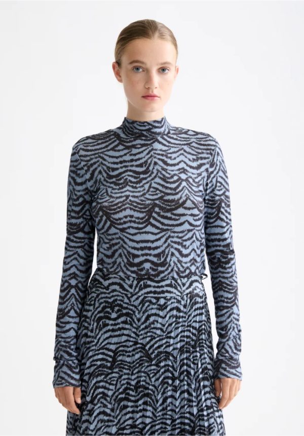 New Collection SCOTCH & DODA ALL OVER PRINTED MOCK NECK LONG SLEEVE T-SHIRT