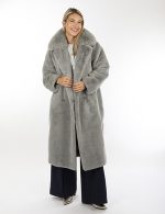 New collection OAKWOOD SORA GREY FAUX FUR LONG COAT