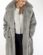 New collection OAKWOOD SORA GREY FAUX FUR LONG COAT