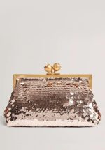 New Collection TED BAKER SEQUINZ ROSE DETAILSEQUIN CLUTCH BAG
