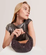 New Collection TED BAKER CRYSTOL MINI CRYSTAL SLOUCHY HOBO BAG