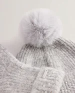 New Collection TED BAKER KERIIS SCARF AND BEANIE SET IN  GREY