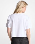 New collection MICHAEL KORS LOGO STUDDED COTTON JERSEY T-SHIRT