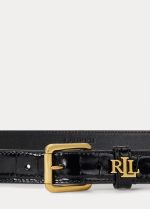 Accessories LAUREN RALPH LAUREN LOGO KEEPER CROC EMBOSSED SKINNY BELT
