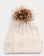 Accessories LAUREN RALPH LAUREN CREST PATCH POM POM CABLE KNIT BEANIE