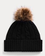 Accessories LAUREN RALPH LAUREN CREST PATCH POM POM CABLE KNIT BEANIE