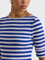New Collection LAUREN RALPH LAUREN STRIPED STRETCH COTTON BOATNECK T-SHIRT