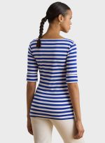 New Collection LAUREN RALPH LAUREN STRIPED STRETCH COTTON BOATNECK T-SHIRT