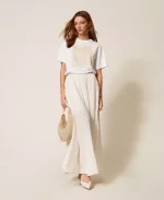 Clothes TWINSET REGULAR T-SHIRT WITH PRINT AND EMBROIDERY