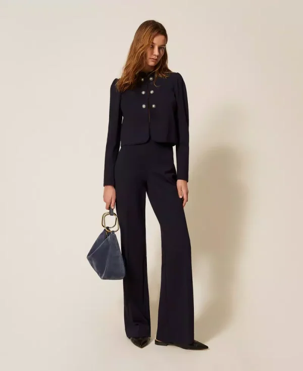 Clothing TWINSET MANDARIN COLLAR JACKET WITH DECORATIVE BUTTONS