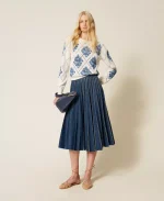 Clothing TWINSET LONG PLEATED DENIM SKIRT