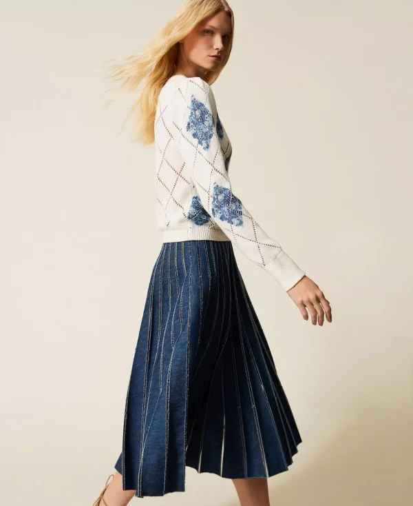 Clothing TWINSET LONG PLEATED DENIM SKIRT