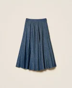 Clothing TWINSET LONG PLEATED DENIM SKIRT
